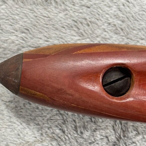 Vintage Wooden Weaving Loom Boat Shuttle With Bobbin & Felt Lining 15" - Picture 6 of 12